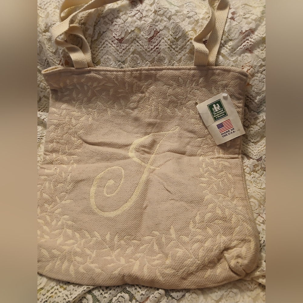 NWT The Manual Woodworkers & Weavers Tote Initial J  In The Center Made In USA